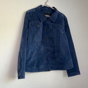 Fabio Blue Suede Trucker Jacket Womens Size large